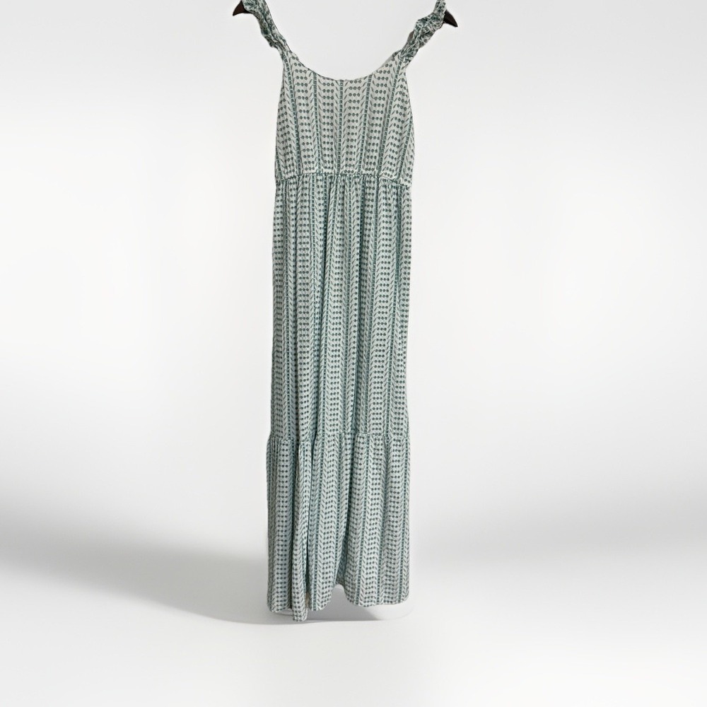 Jessica‎ Simpson Womens Medium Green Embroidered Tiered Dress Ruffle Cottagecore